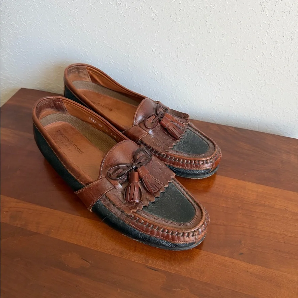 Johnston & Murphy Aragon II Kiltie Tassel Black Brown Leather Loafer Mens 10.5